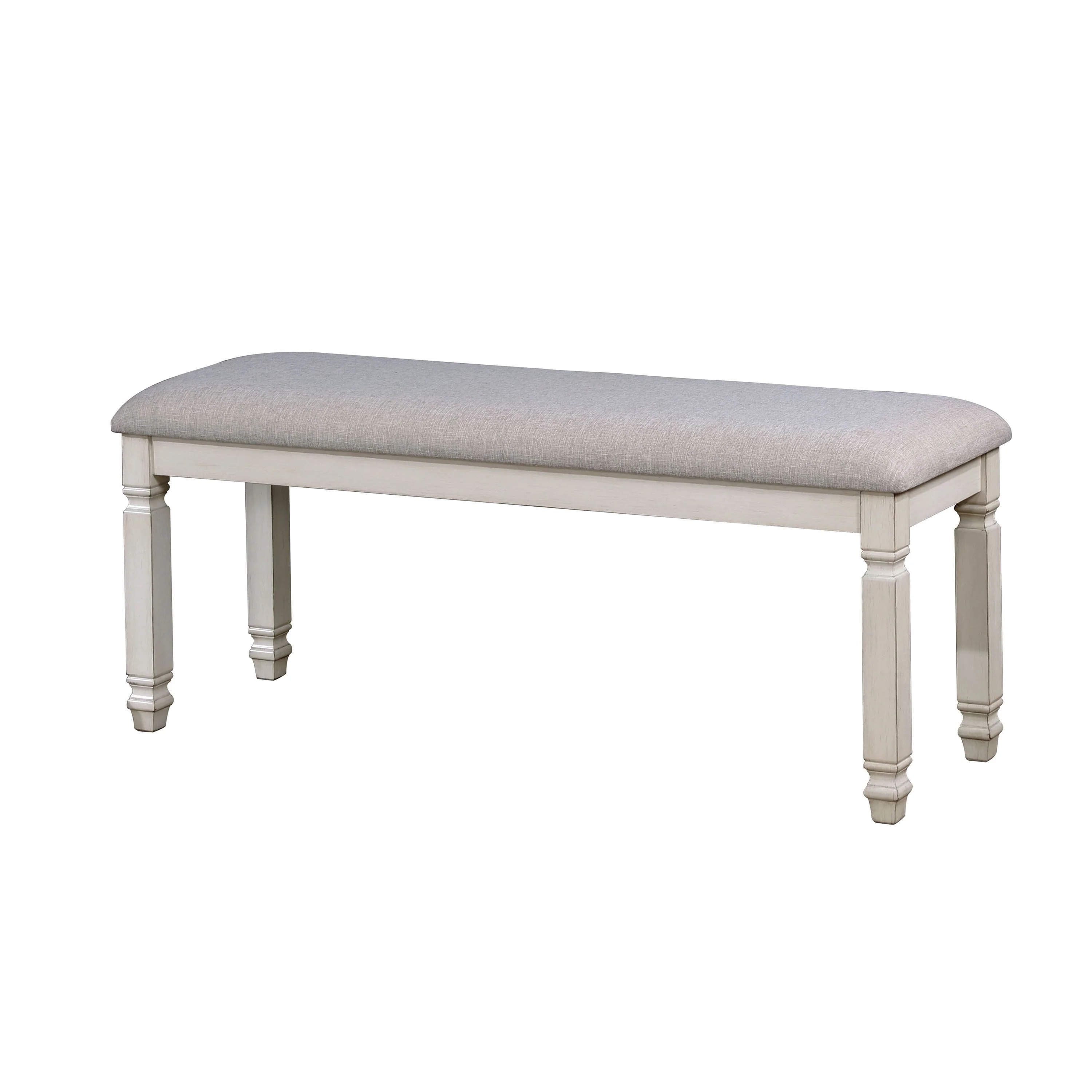 Furniture of America Loretta Padded Dining Bench, Antique White