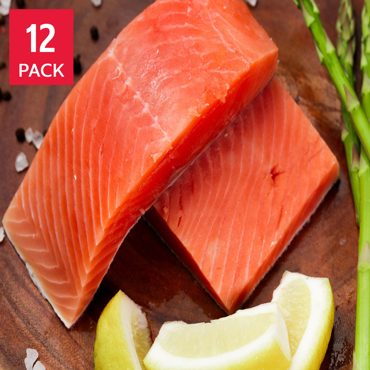 Northwest Red King Salmon Portions, 12 Total Count, 1 Case Totaling 6 Lbs.