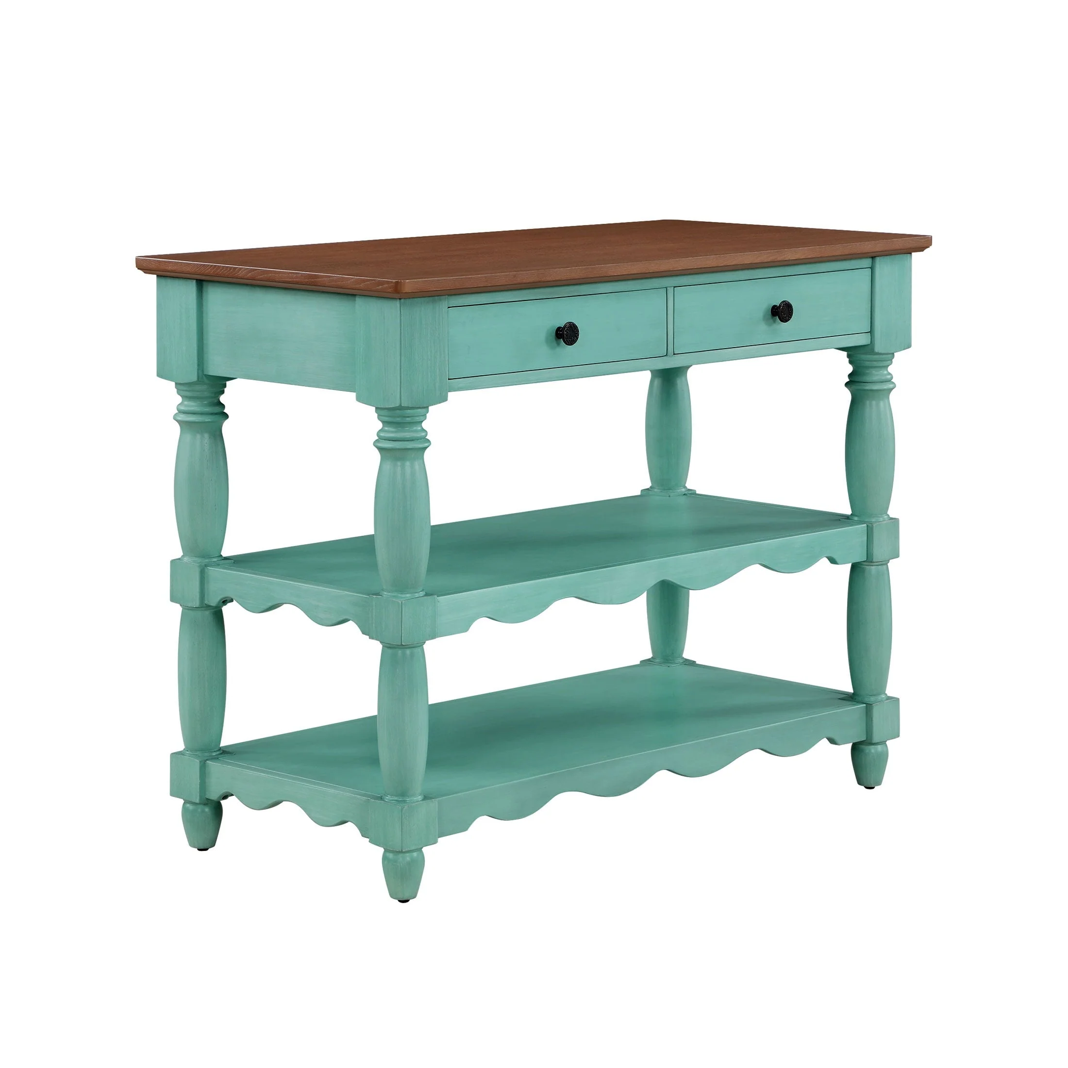 The Pioneer Woman Kitchen Island Made With Solid Wood Frame, Teal