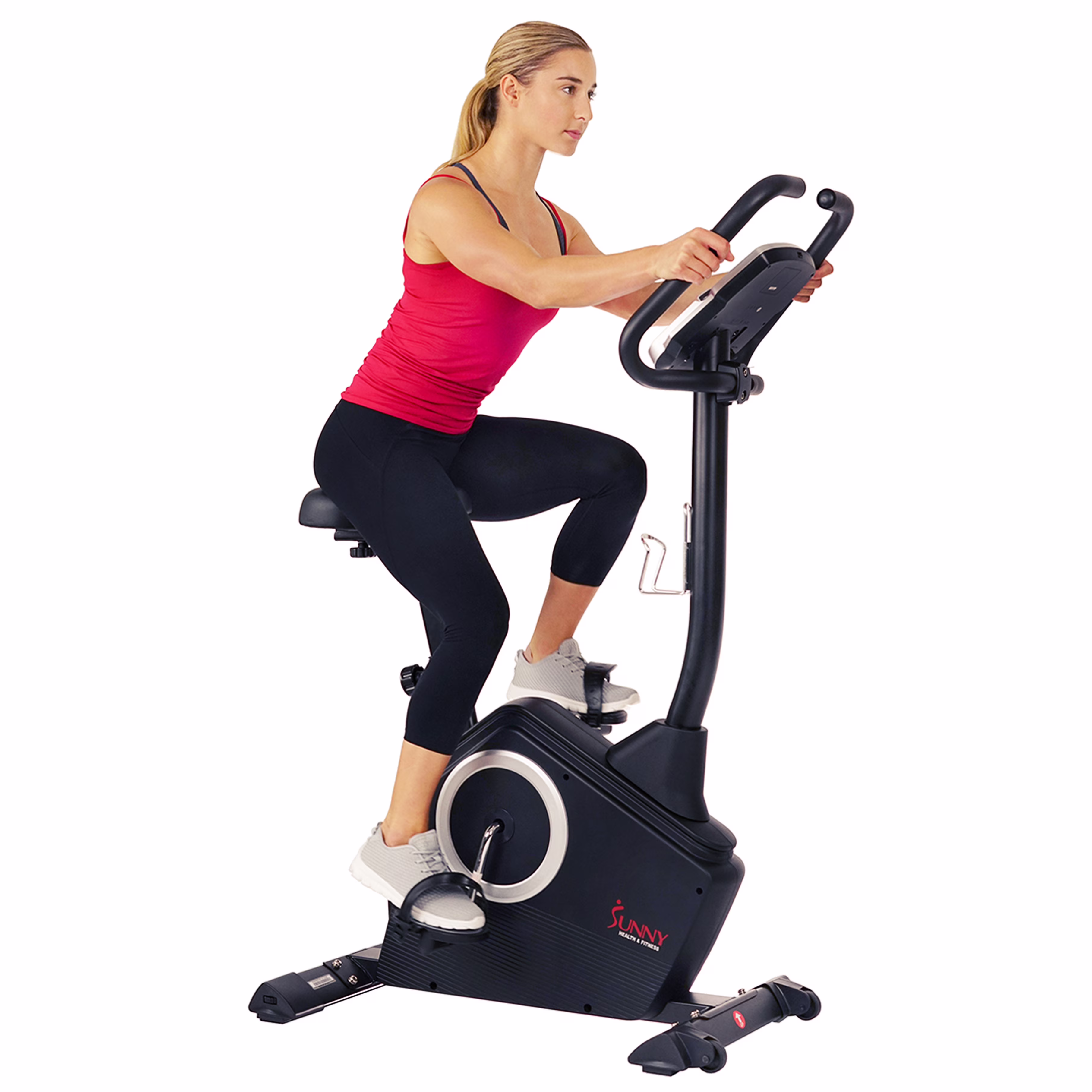 Sunny Health & Fitness Upright Stationary Bike Exercise Cycling Workouts w Free SunnyFit App - SF-B2883