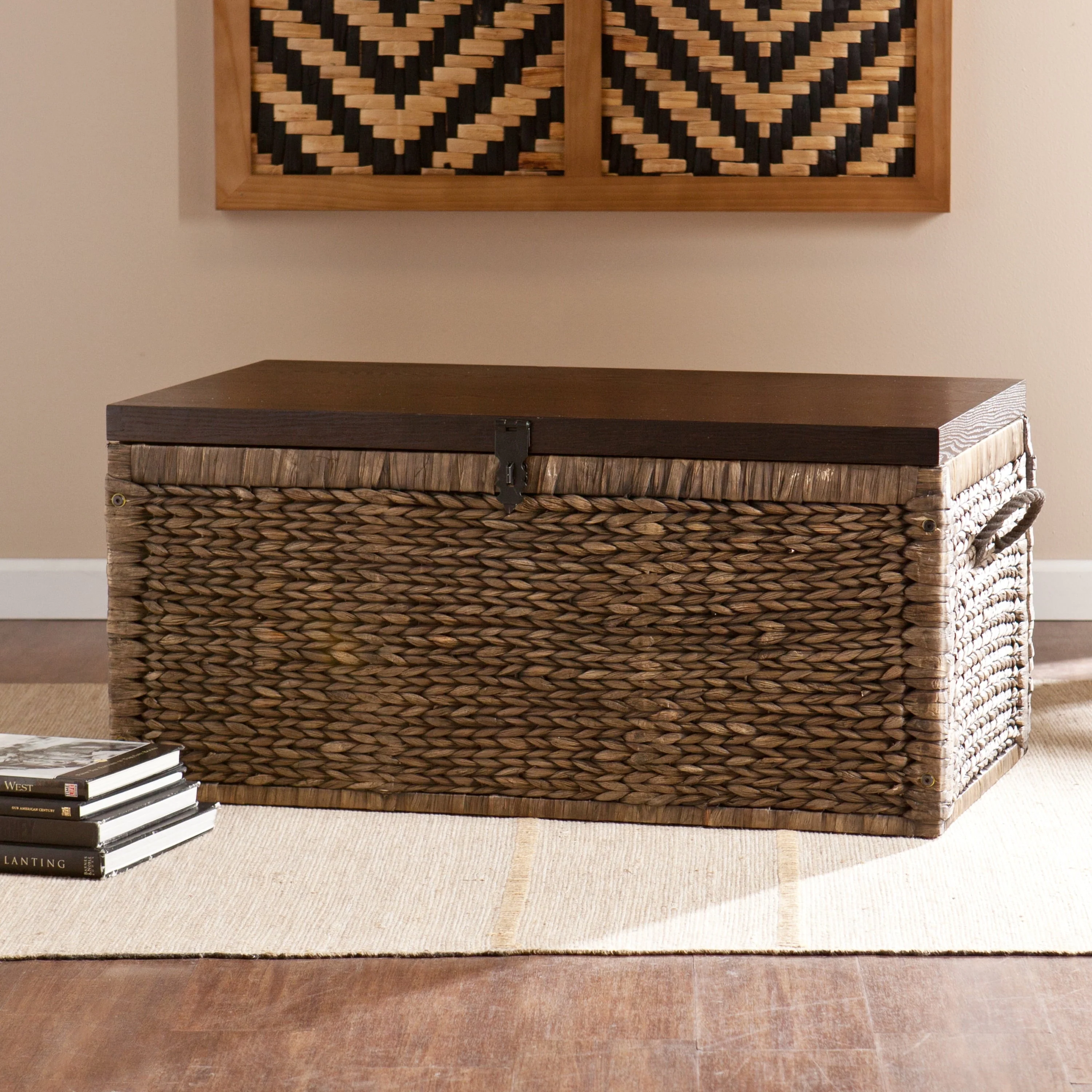 Samford Water Hyacinth Storage Trunk, Blackwashed with Espresso
