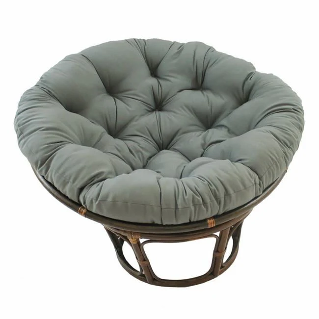 International Caravan 42-Inch Rattan Papasan Chair with Solid Twill Cushion-Color:Grey