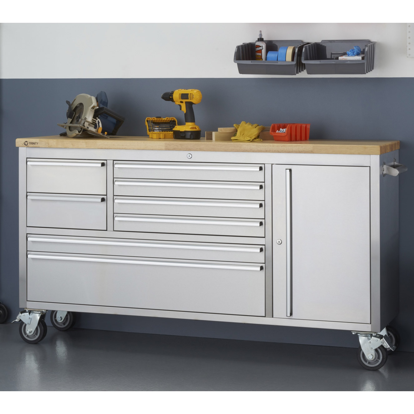 TRINITY 66' Stainless Steel Rolling Workbench