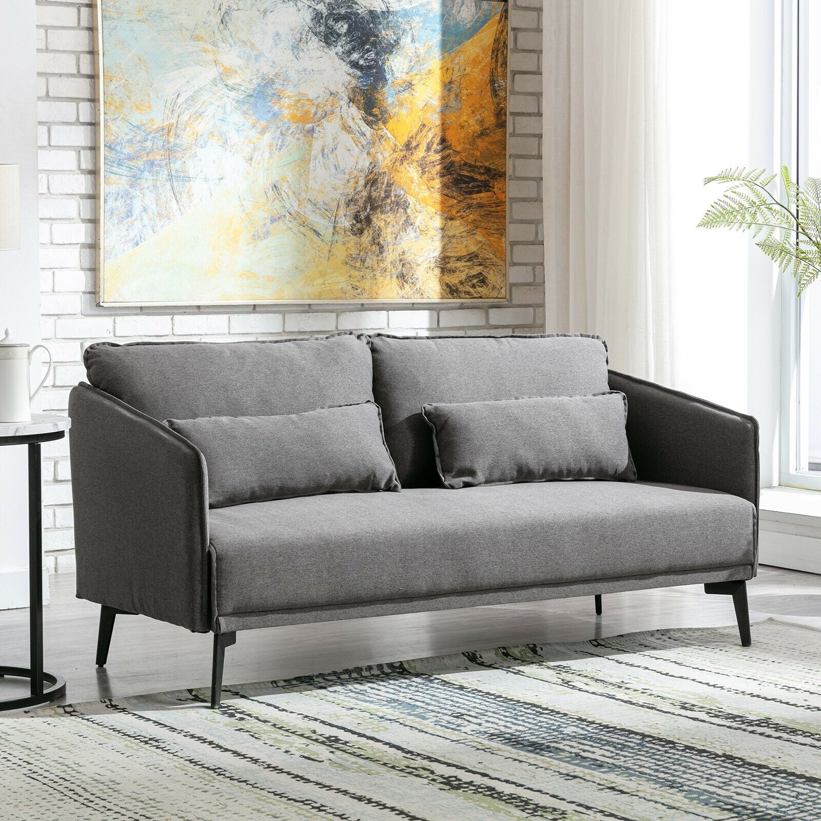 COSVALVE Modern 58" Gray 2 Seater Sofa Fabric Loveseat Couch with 2 Cushions