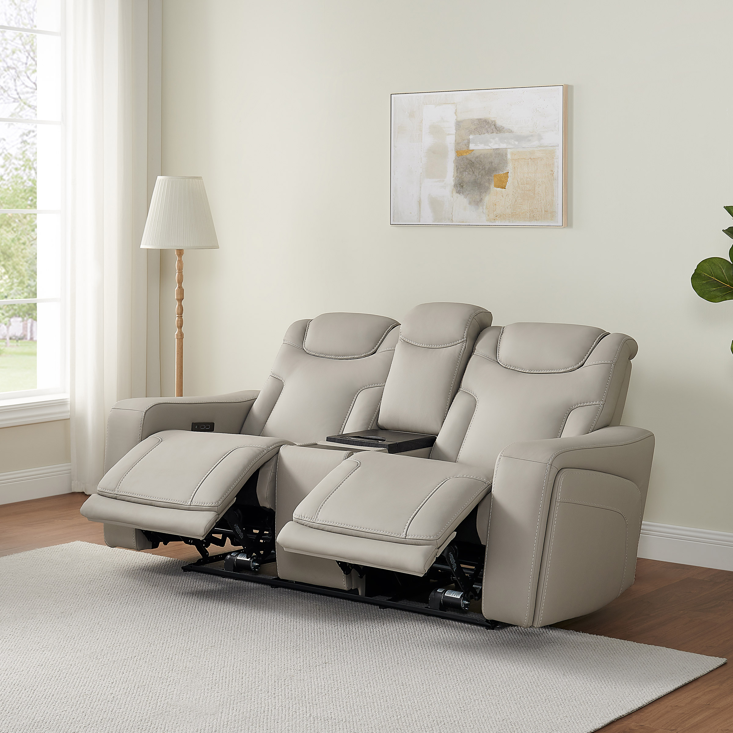 Alton Leather Power Reclining Sofa with Power Headrests and Cooling Unit