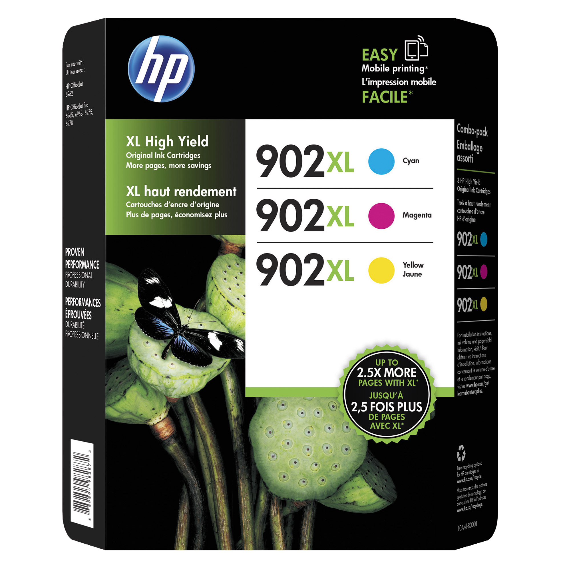 HP 902XL High Yield Ink Cartridge, Tri-Color Pack