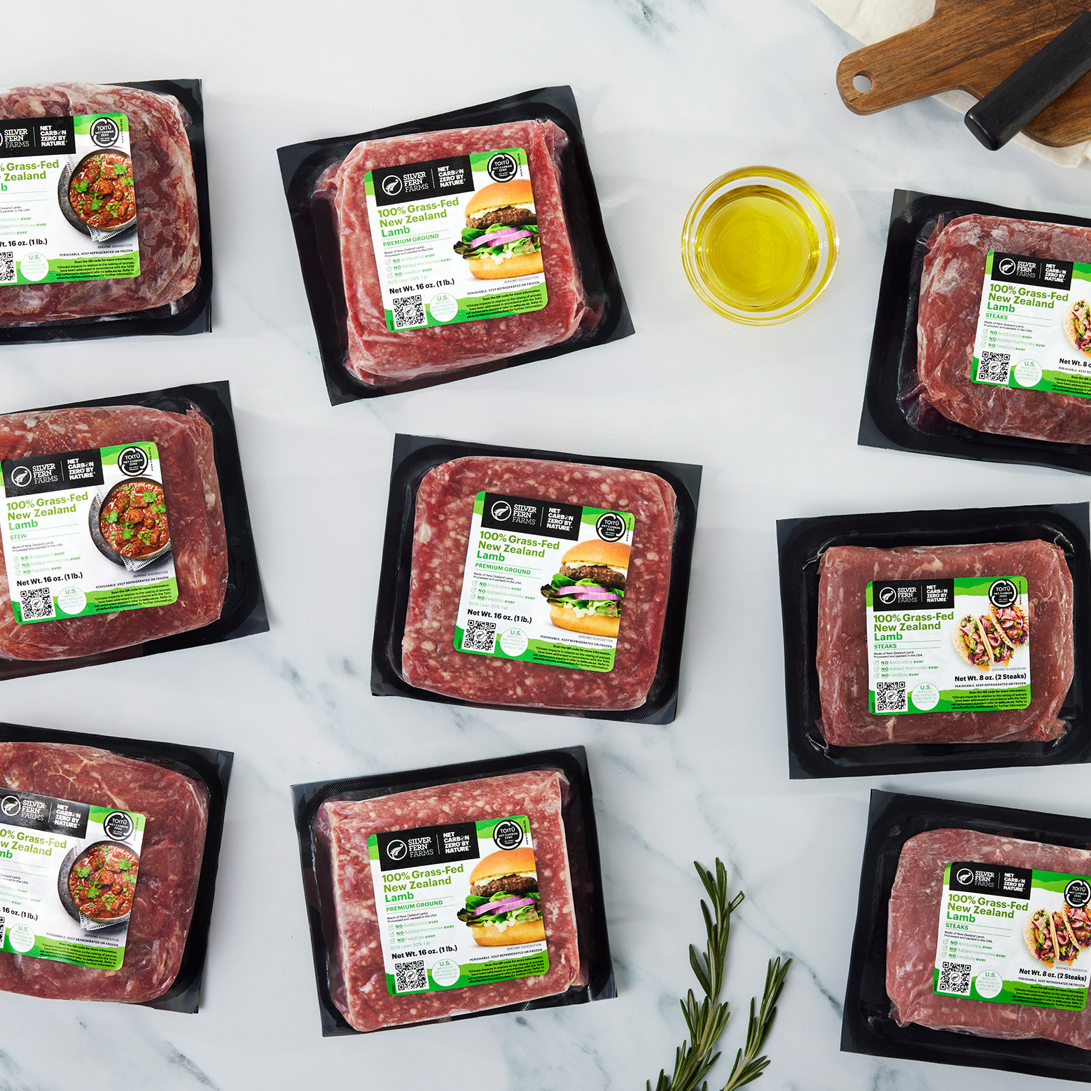 Silver Fern Farms - Net Carbon Zero by Nature 100% Grass-Fed New Zealand Lamb Premium Selection Box 9 Total Packs, 7.5lbs.