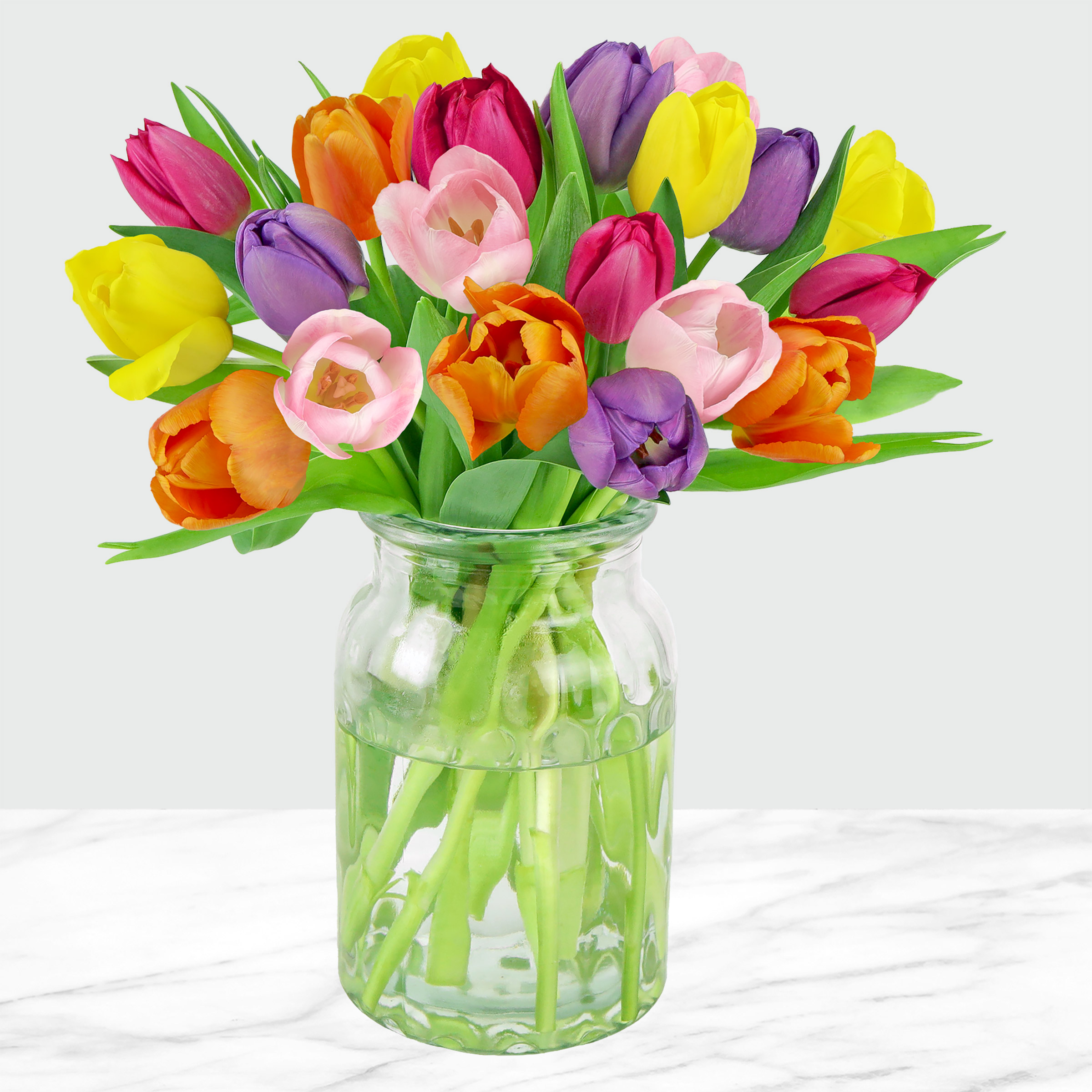 Easter Rainbow Tulips Fresh Cut Floral Arrangement, 20-stems