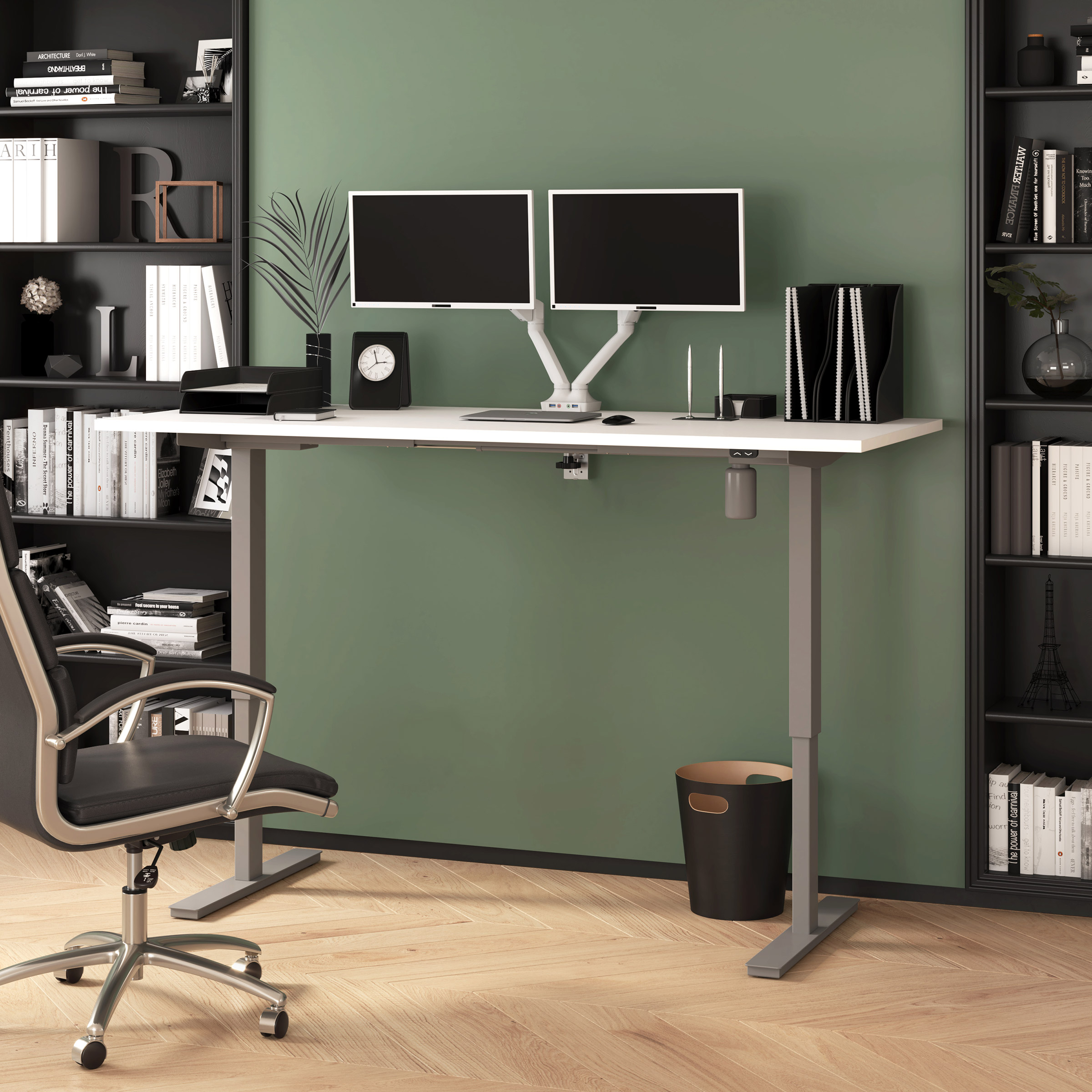 Bestar Upstand 30' x 72' Adjustable Height Desk and Monitor Arms