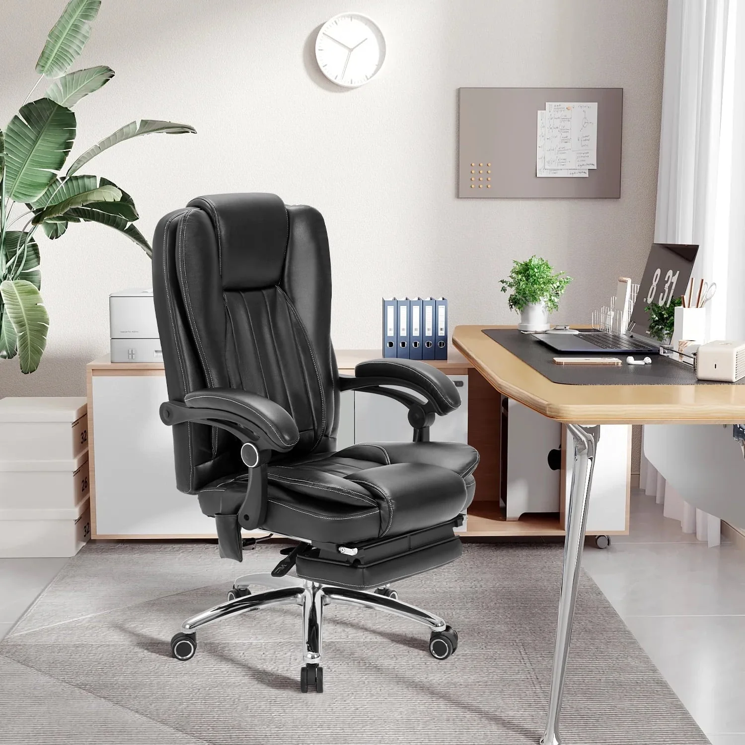 Hommow Massage Office Chair Ergonomic Computer Chair, High Back Executive 3D Chair,Black
