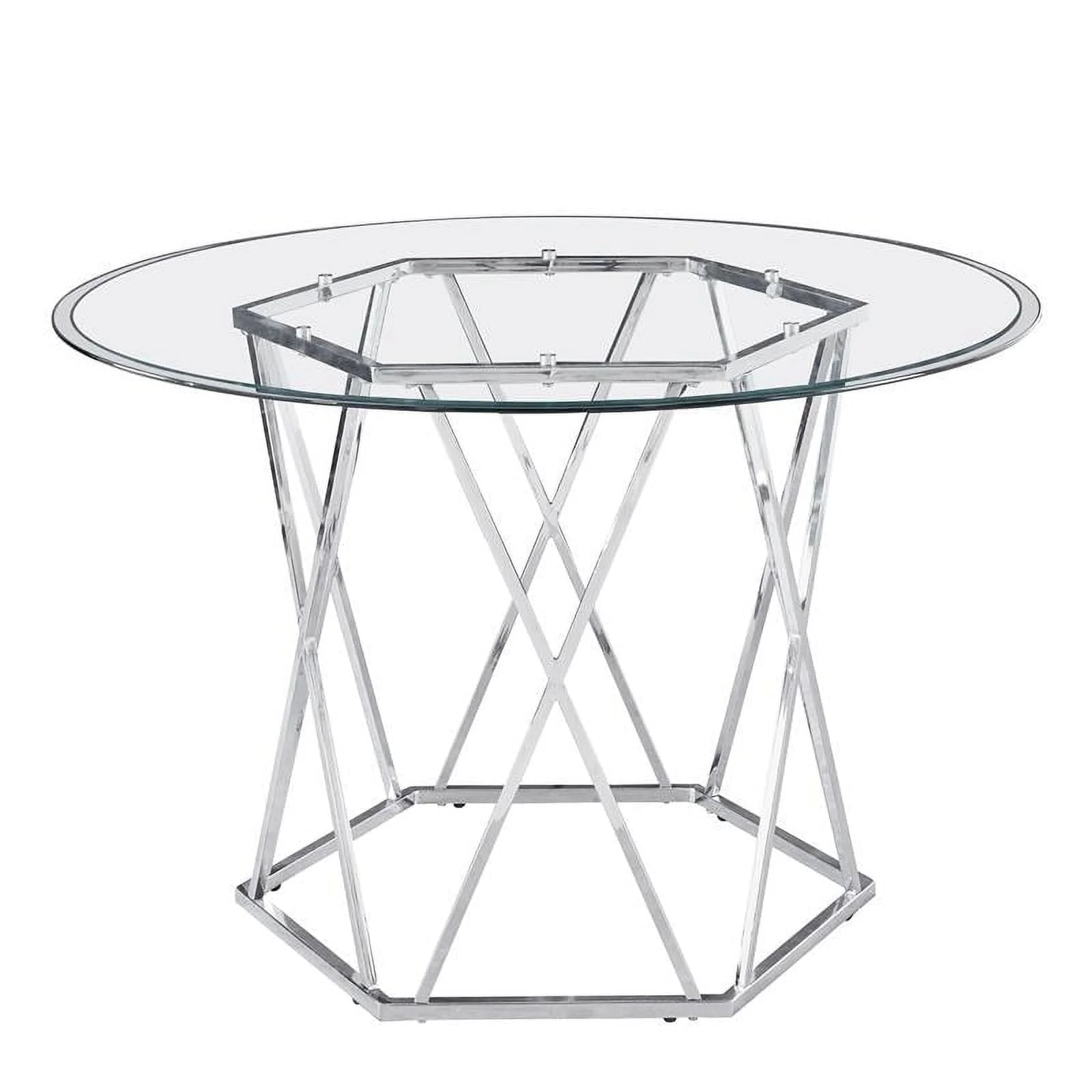 Steve Silver Escondido Chrome and Glass Top Dining Table