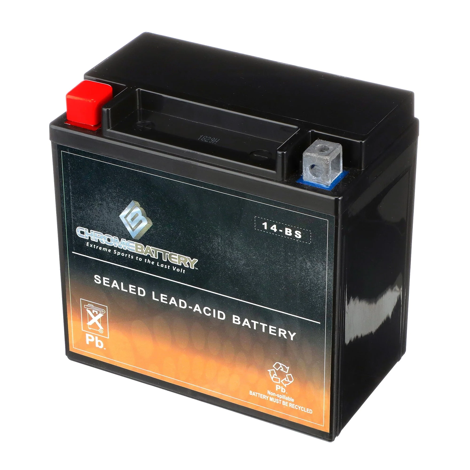 Chrome Battery Ytx14-bs (14-bs 12 Volts,12 Ah, 200 Cca) Motorcycle Battery for Honda Vt1100c, C3, T Shadow (spirit, Aero, A. C. E. Tourer) 1100cc, Years (2001 - 2007)