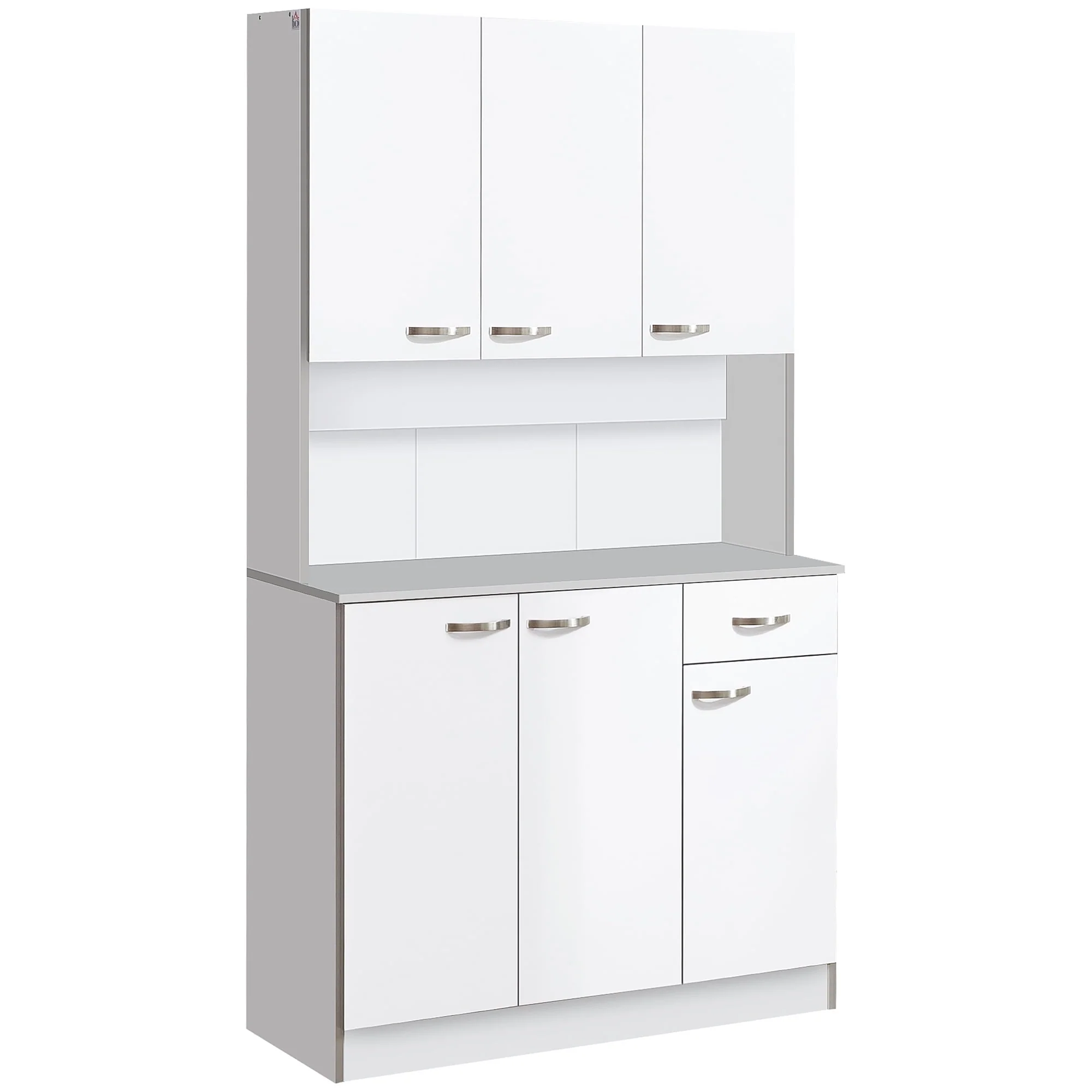 HOMCOM 71" Freestanding Buffet with Hutch, Pantry with 6 Doors for Home, White