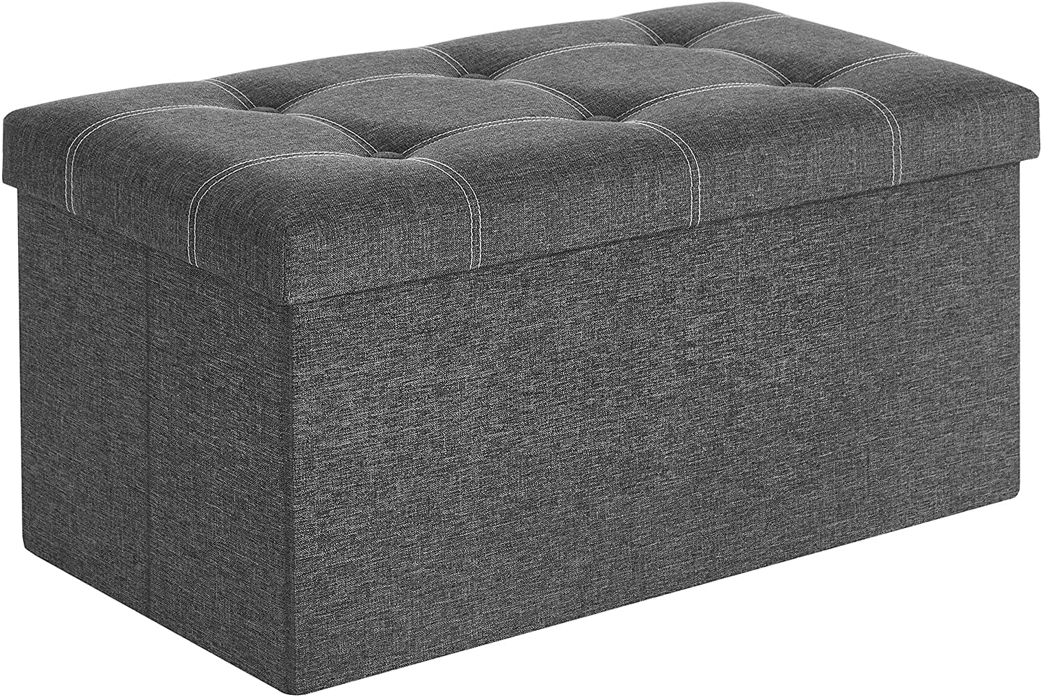 SONGMICS Storage Ottoman Bench Holds 660 lb Ottoman with Storage Folding Chest Footstool for Entryway Living Room Dark Gray