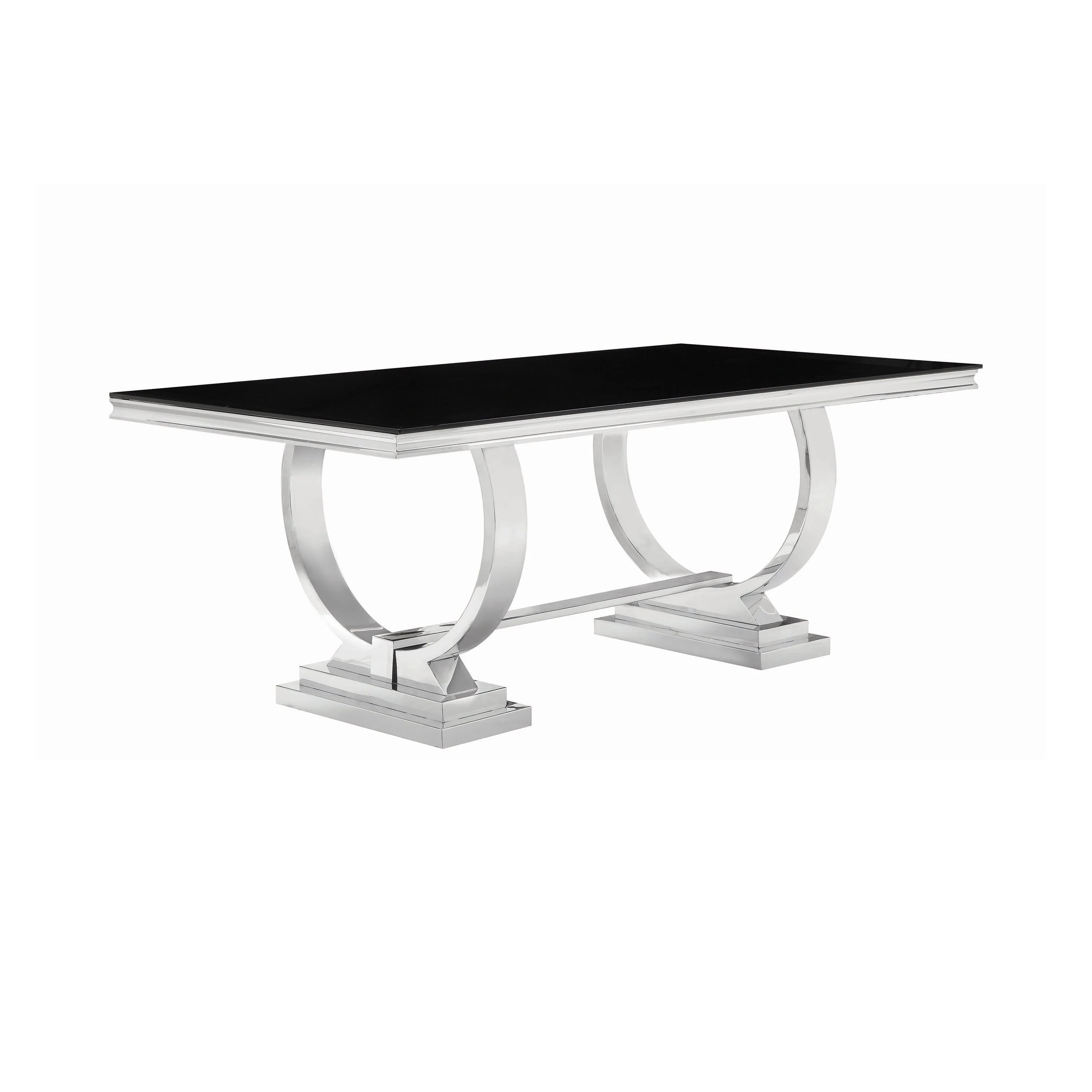 Antoine Rectangular Dining Table Chrome and Black Box 2