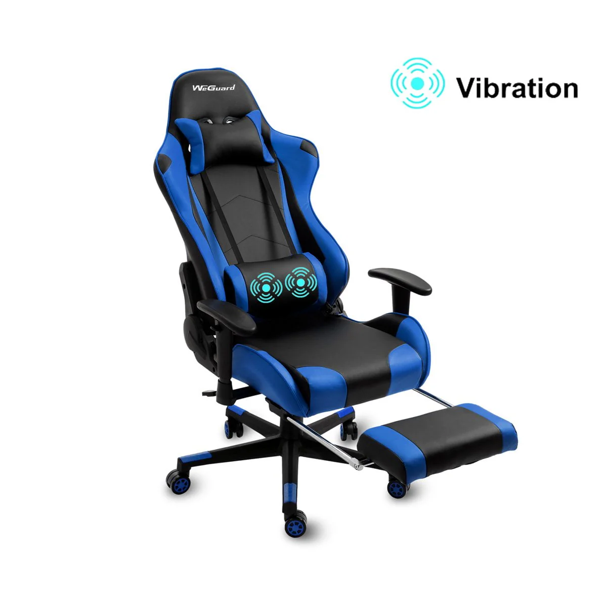 Massage Gaming Chair Racing Office Chair Computer Game Chair Swivel Ergonomic Executive Chair PU Leather with Adjustable Headrest and Lumbar Support and Retractable Footrest, 300lbs Load