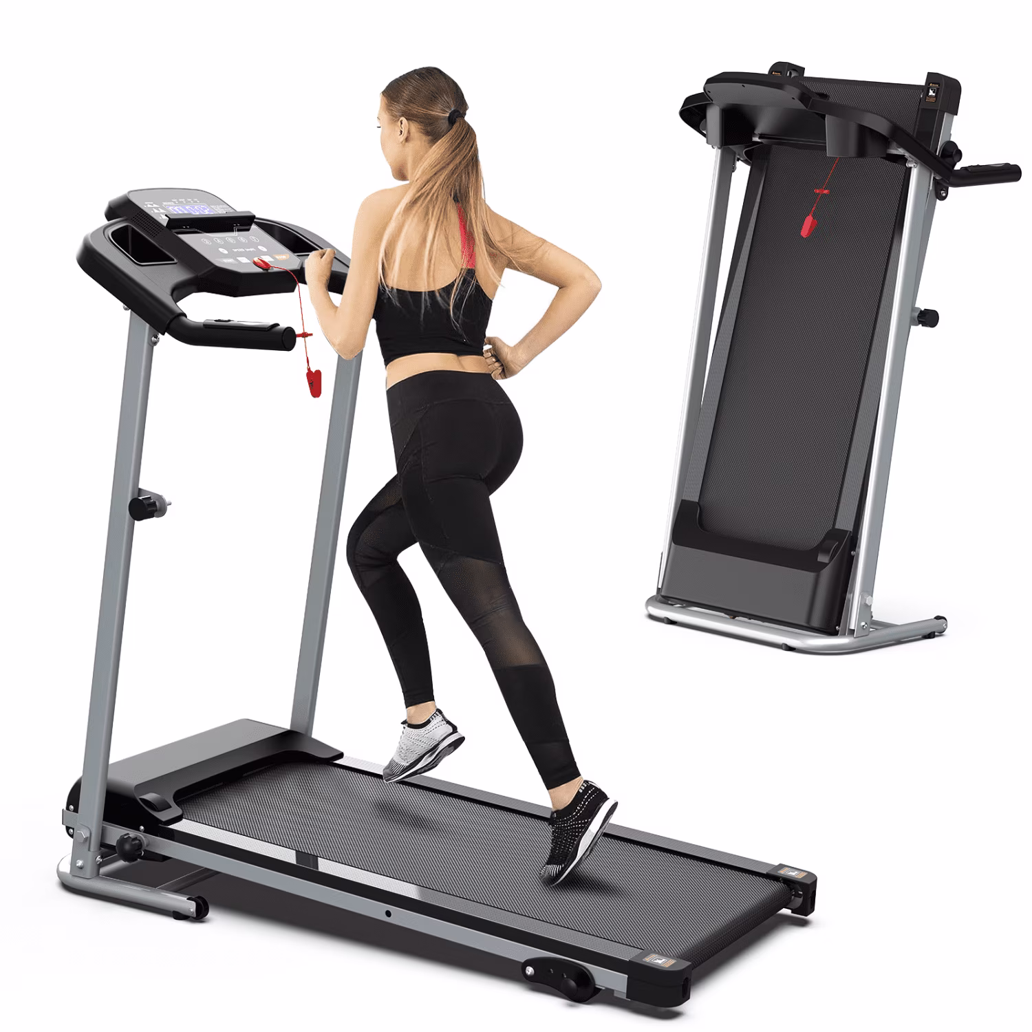 SWERTOY Electric Folding Treadmill, 2.5HP Foldable Exercise Walking Machince Walking Pad for Apartment Home/Office, Easy to Fold Assembly, MP3,LCD Display