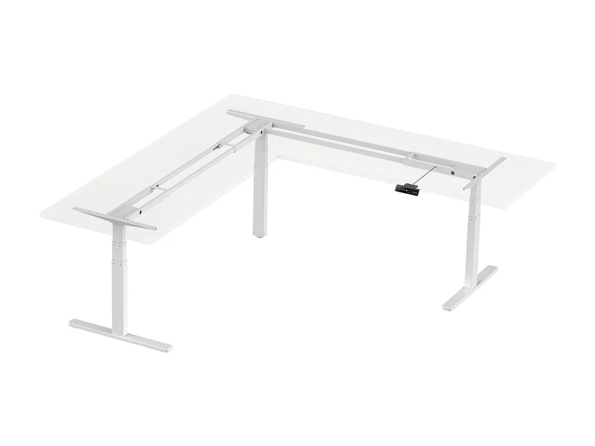 Monoprice Triple Motor Height Adjustable Sit-Stand Corner Desk Frame - White, 3 Leg Corner, L Shaped Table Base, Programmable Memory Settings