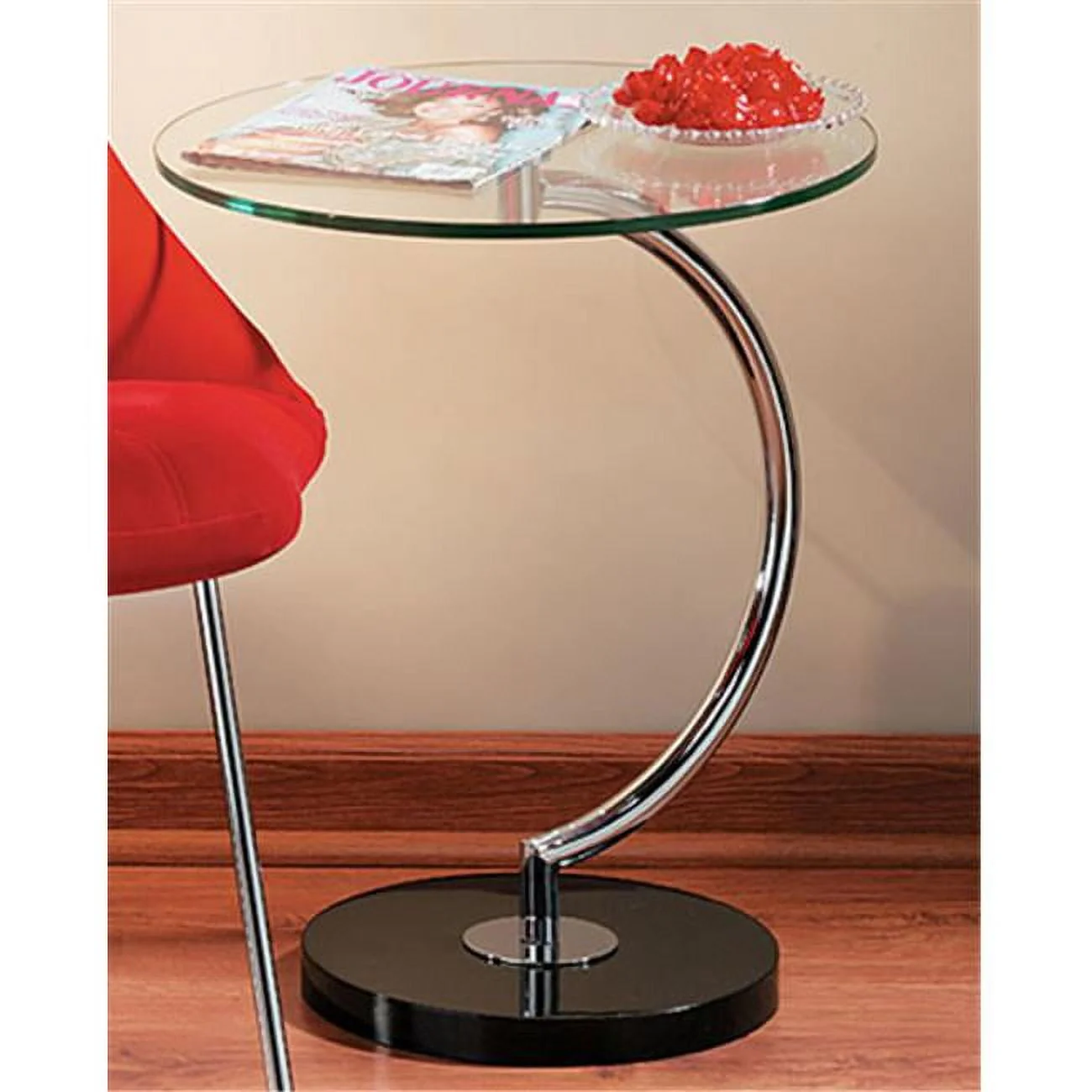12''D x 22''H C Shape End Table Modern Cosmopolitan Style