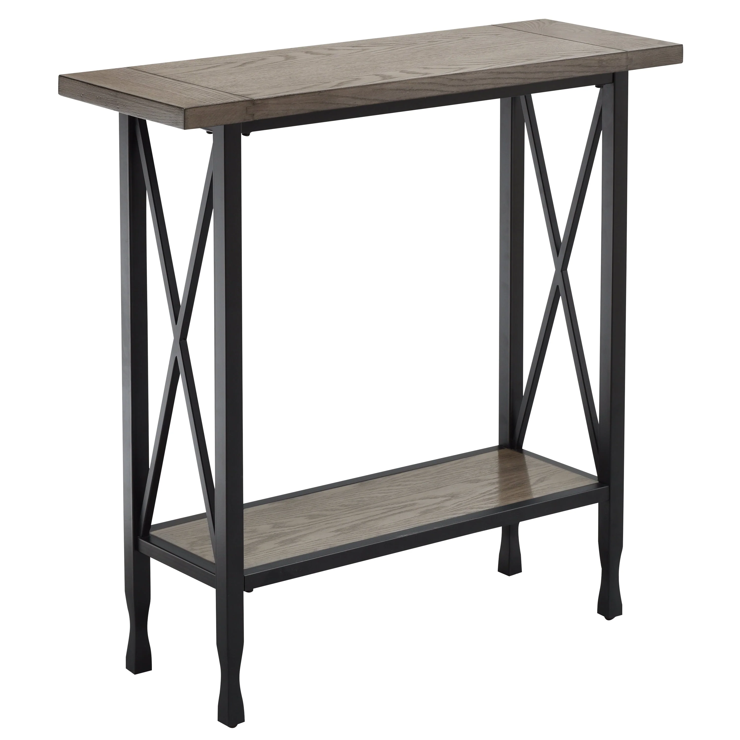 Leick Home 23032 Chisel and Forge X Design Wood and Metal Hall Console, Smoke Gray/Matte Black