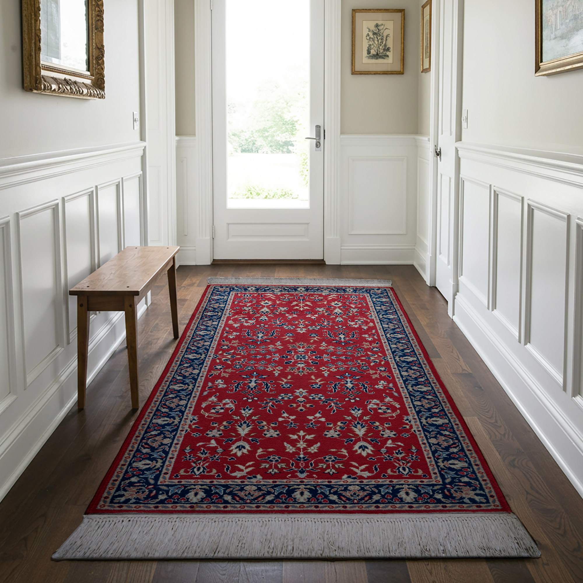 Montacute Hand Knotted Rug Collection, Grand Sarouk Red Navy