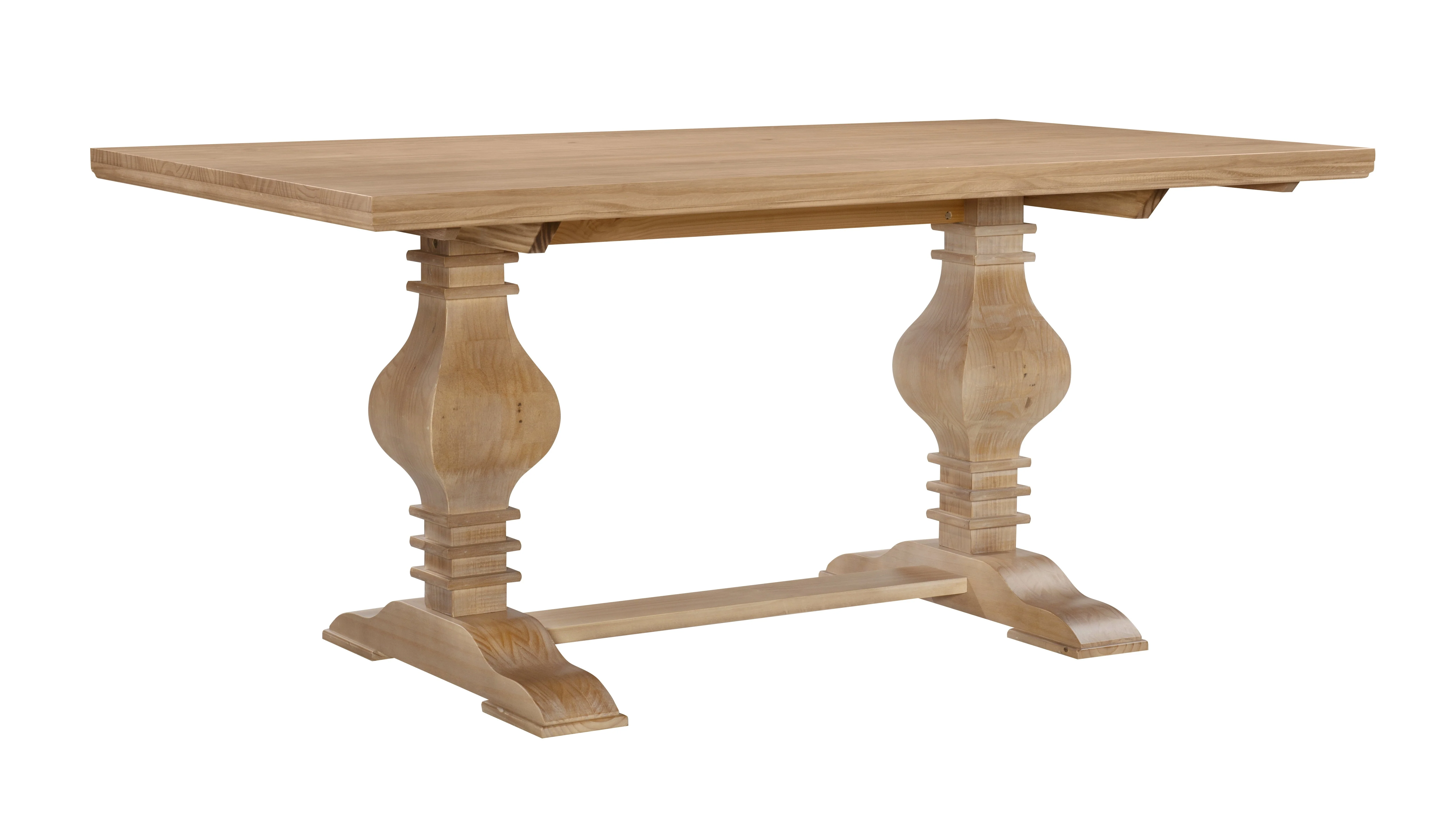 Balasco 67"x38" Solid Wood Double Pedestal Dining Table, Rustic Honey