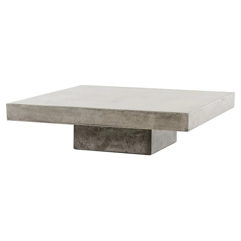 Modrest Morley Square Modern Concrete Stone Coffee Table in Dark Gray
