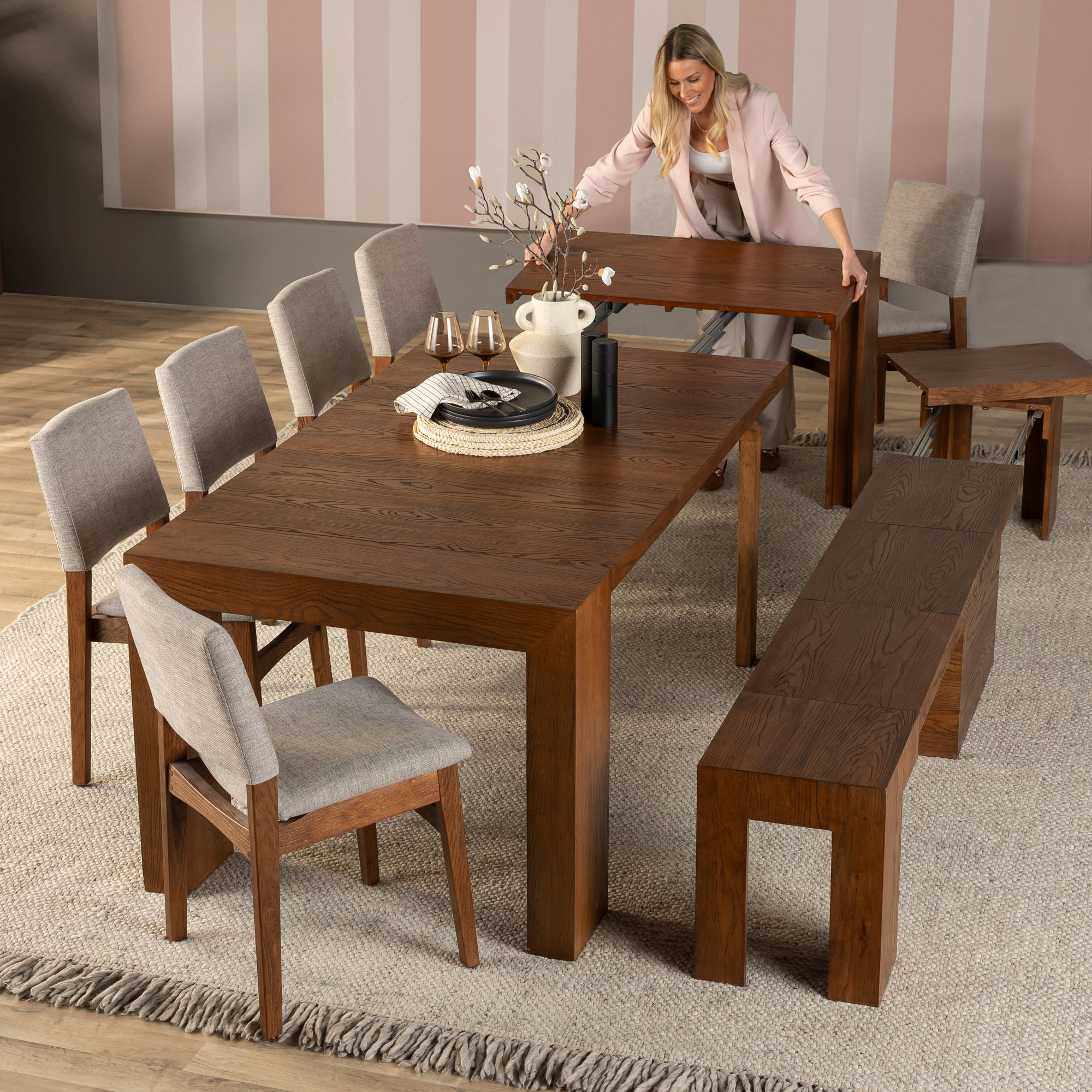 Transformer Table Extendable 8-piece Dining Set