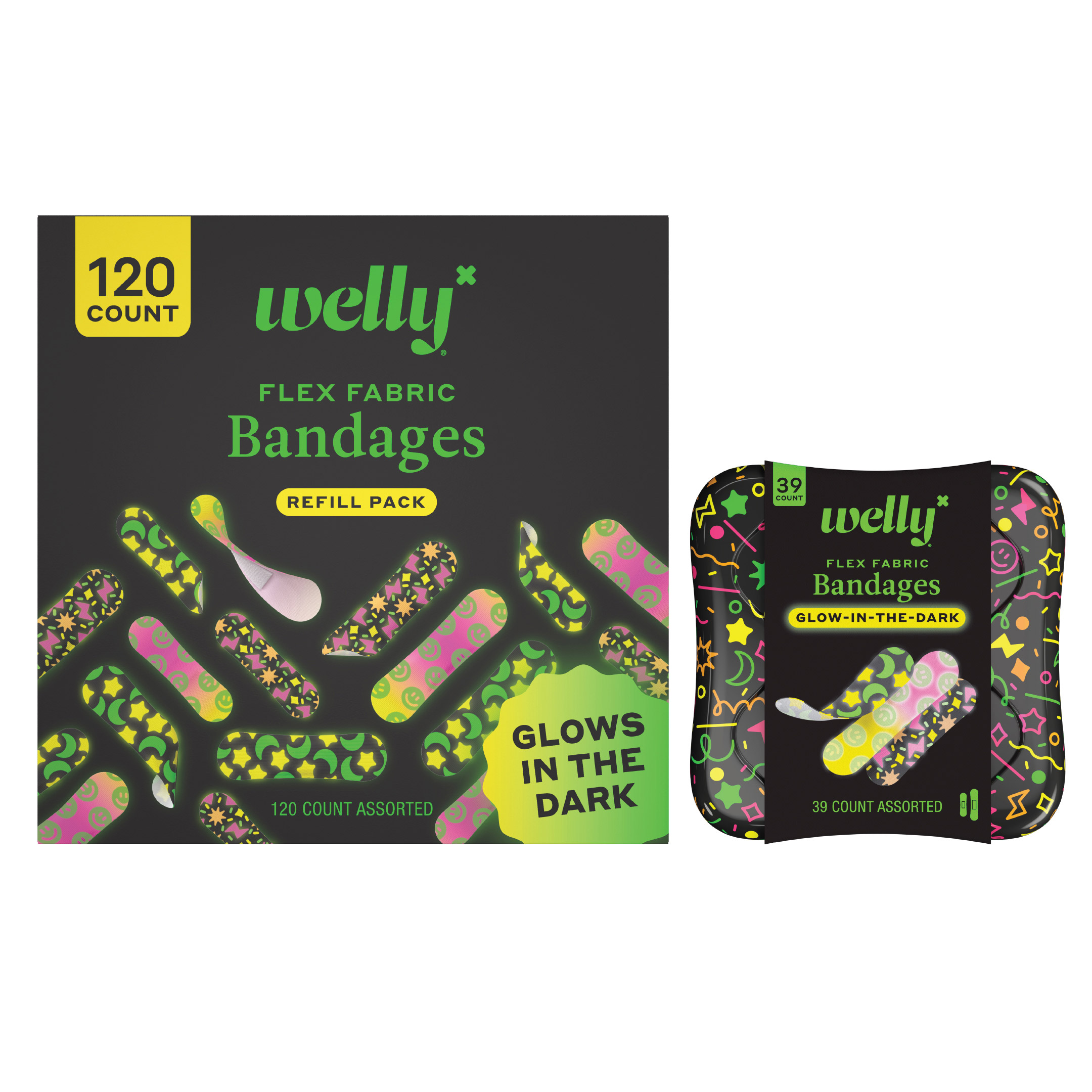 WELLY Glow-in-the-Dark Bandage Tin & Refill 159ct