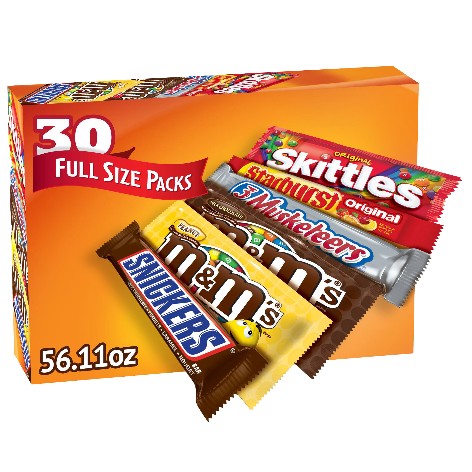 M&M's, Skittles and More Candy Bars, Variety Pack, Full Size, 30-count
