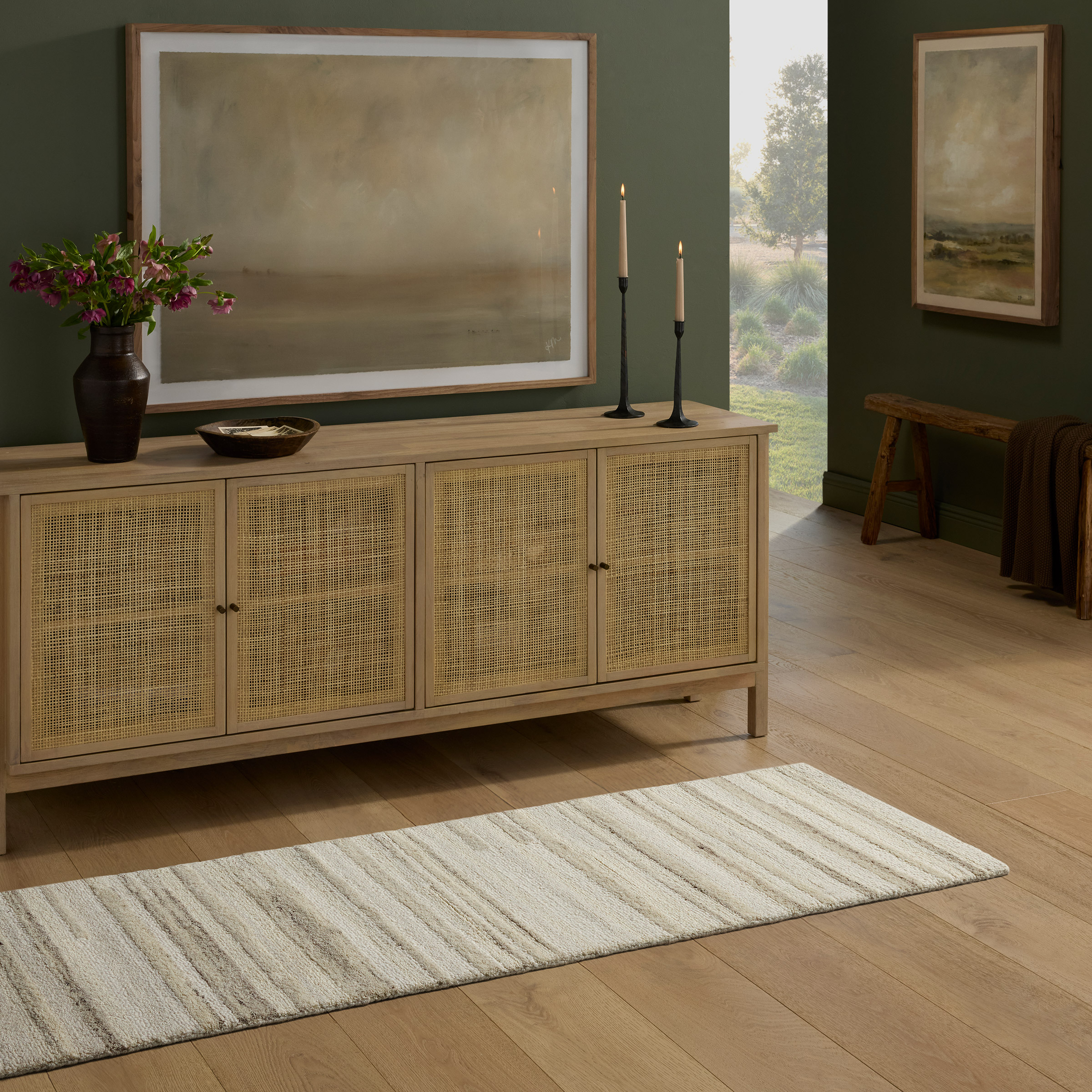 Loloi Melody Wool Rug Collection, Stripe Gray/Tan